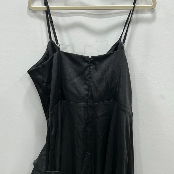 NEW Lulus Black V Neck Ruffle Trim Sleeveless Elegant Long Evening Dress Size XL - Picture 9 of 12